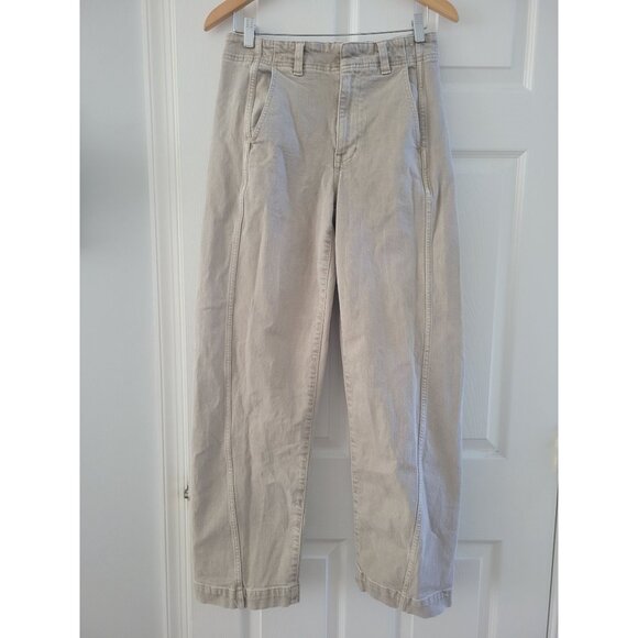 Madewell Womens Tan Tapered Demin Trousers Jeans size 27 Preppy Neutral - Picture 2 of 11
